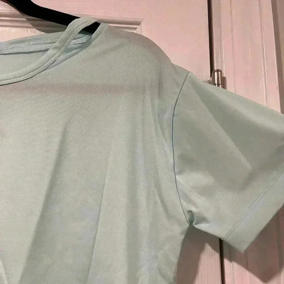 Nike Women’s Seafoam Dri-Fit Short Sleeve Slash Collar Logo Tee Size Small - Picture 3 of 9